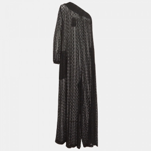 Muche Et muchette Black Stretchy Lace One Shoulder Valentino Jumpsuit One Size 