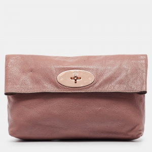 Pre Owned Mulberry Pink Leather Clemmie Clutch