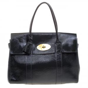 Mulberry Graphite Patent Leather Bayswater Satchel 
