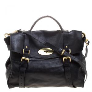 Mulberry Black Leather Oversized Alexa Satchel