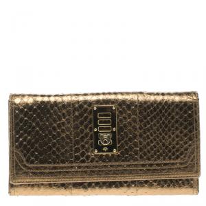 Mulberry Bronze Python Embossed Continental Wallet