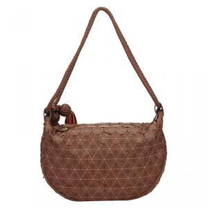 Pre Owned Mulberry Brown Textured Leather Tassel Hobo