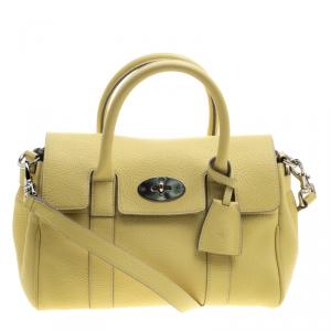 Pre Owned Mulberry Yellow Grain Leather Small Bayswater Satchel