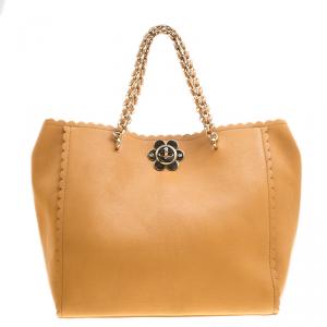 Mulberry Tan Leather Flower Cecily Tote