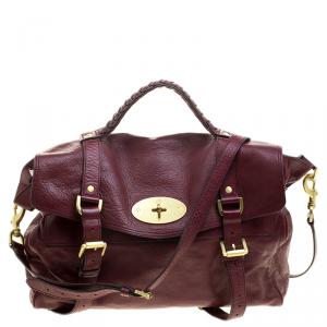 Mulberry Dark Red Leather Oversized Alexa Satchel