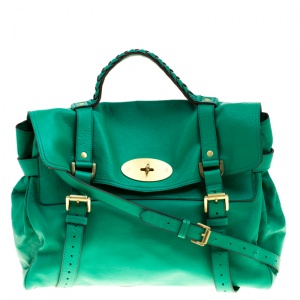 Mulberry Green Leather Oversized Alexa Satchel