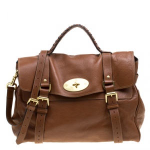 Mulberry Brown Leather Oversized Alexa Top Handle Bag