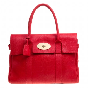 Mulberry Red Textured Leather Bayswater Satchel