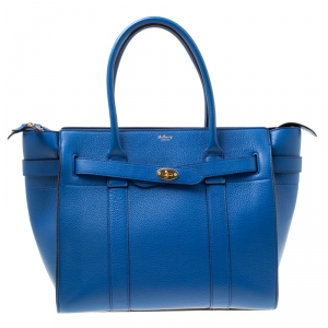Mulberry Porcelain Blue Leather Small Zipped Bayswater Tote