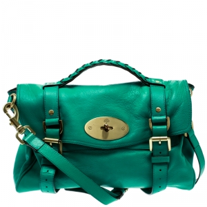 Mulberry Green Leather Alexa Top Handle Bag