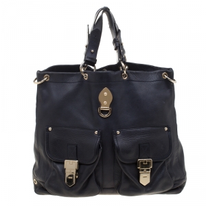 Mulberry Navy Blue Leather Tillie Top Handle Bag