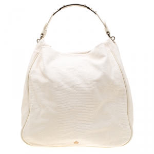 Mulberry Cream Lizard Embossed Leather Evelina Hobo 