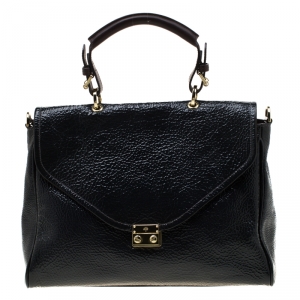 Mulberry Black Patent Leather Neely Top Handle Bag