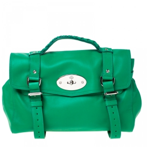 Mulberry Green Leather Alexa Satchel 