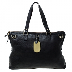 Pre Owned Mulberry Black Leather Euston Tote