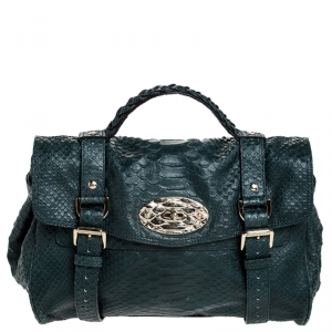 Mulberry Dark Green Python Embossed Leather Alexa Shoulder Bag