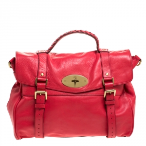 Mulberry Red Leather Oversized Alexa Satchel