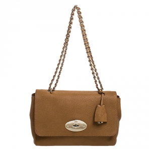 Mulberry Brown Grained Leather Lily Shoulder Bag