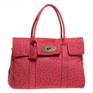 Mulberry Pink Ostrich Bayswater Satchel