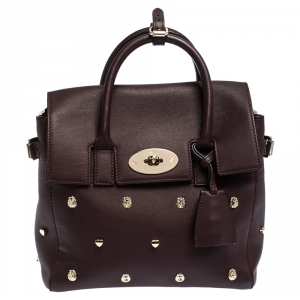 Mulberry Burgundy Leather Cara Delevigne Studded Convertible Satchel