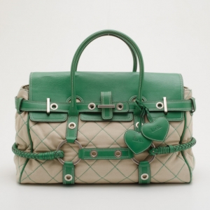 Pre Owned Mulberry Green Canvas and Leather Luella Gisele Satchel