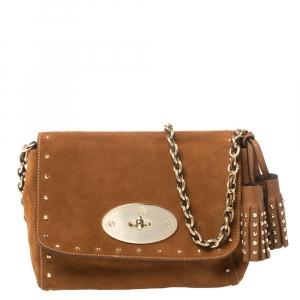Pre Owned Mulberry Brown Suede Small Lily Crossbody Bag
