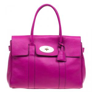 Pre Owned Mulberry Pink Pebbled Leather Bayswater Satchel