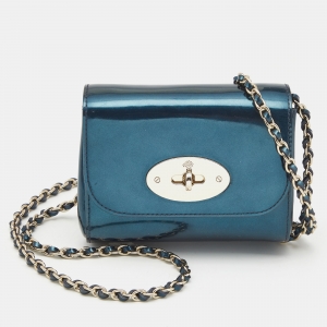 Mulberry Metallic Blue Patent Leather Mini Lily Crossbody Bag