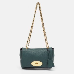 Pre Owned Mulberry Green Leather Small Lily Shoulder Bag