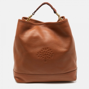 Pre Owned Mulberry Brown Leather Logo Embossed Hobo