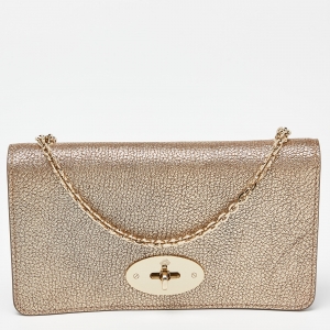 Mulberry Gold Leather Bayswater Chain Clutch