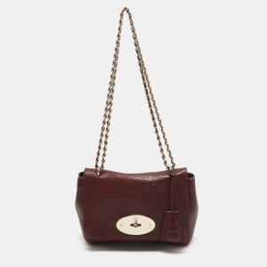 Pre Owned Mulberry Burgundy Leather Small Lily Shoulder Bag