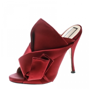 N°21 Burgundy Satin Ronny Pleated Mules Size 39