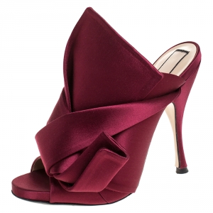 N°21 Burgundy Satin Ronny Pleated Mules Size 39