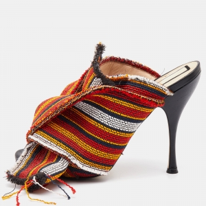 N21 Multicolor Fabric Raso Knot Open Toe Mules Size 41