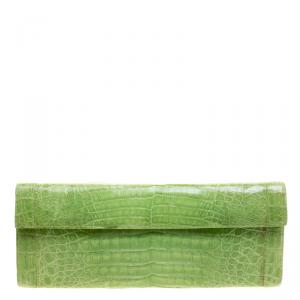 Nancy Gonzalez Kelly Green Crocodile Sherbert Clutch