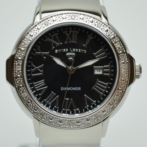 Pre Owned Swiss Legend South Beach Diamonds Black Ladies Wristwatch
