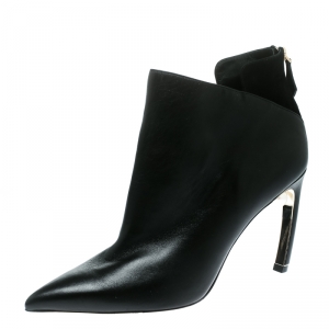Nicholas Kirkwood Black Leather Mira Faux Pearl Embellished Pointed Toe Ankle Boots Size 42