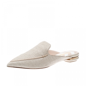 Nicholas Kirkwood Beige Raffia Beya Pointed Toe Flats Size 41