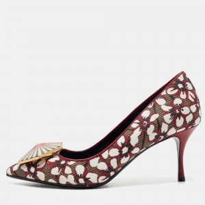 Pre Owned Nicholas Kirkwood Tricolor Floral Print Canvas Pointed Toe Pumps Size 37.5