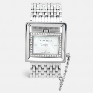 Nina Ricci Mother Of Pearl Stainless Steel Diamond N02283 Women's Wristwatch 28.50 mm