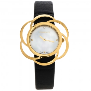 Nina Ricci Mother of Pearl Gold Tone Stainless Steel Flower NO63004SM Women's Wristwatch 38 mm