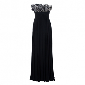 Notte by Marchesa Strapless Monochrome Silk Chiffon Gown S