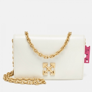 Off-White White Leather Jitney 0.5 Shoulder Bag