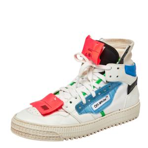 Off-White Multicolor Leather And Canvas Off Court High Top Sneakers Size 39