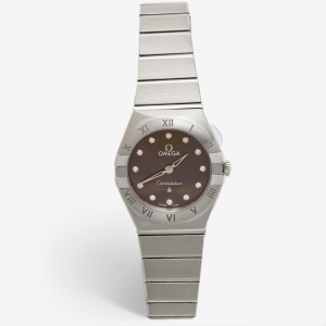 Omega Grey Diamond Stainless Steel Constellation 131.10.25.60.56.001 Women's Wristwatch 25 mm  