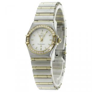 Omega Ivory 18K Yellow Gold & Stainless Steel Diamond Constellation Women's Wristwatch 24MM