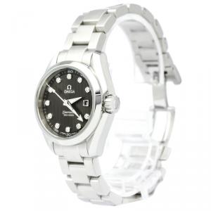 Omega Black Stainless Steel Seamaster Women's Wristwatch 30MM
