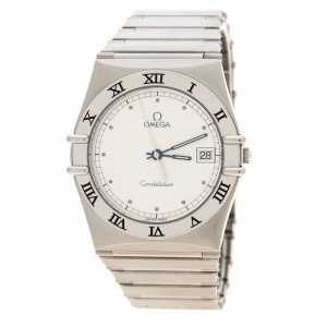 Omega Silver White Stainless Steel Constellation 396.1070 Women's Wristwatch 33 mm