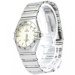 Omega Silver Stainless Steel Constellation Women's Wristwatch 25MM